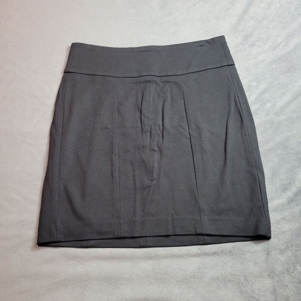 Cabi Skirt Womens Size 4 A Line‎ Black Mid Thigh Length Side Slit Zip Flat Front